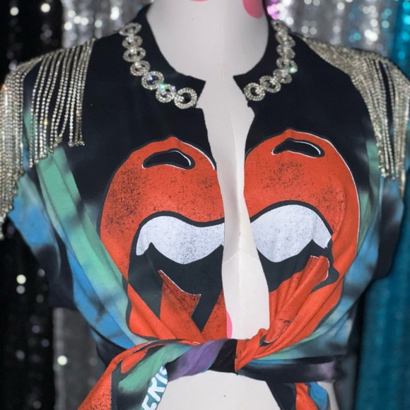 Reworked Graphic Rolling Stones Bling T shirt. - Picture 3 of 3